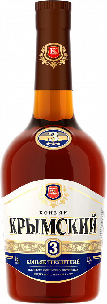 Купить Коньяк "Крымский" 3-летний, 0.5 л - "Krymskij" 3 Years Old, 500 мл